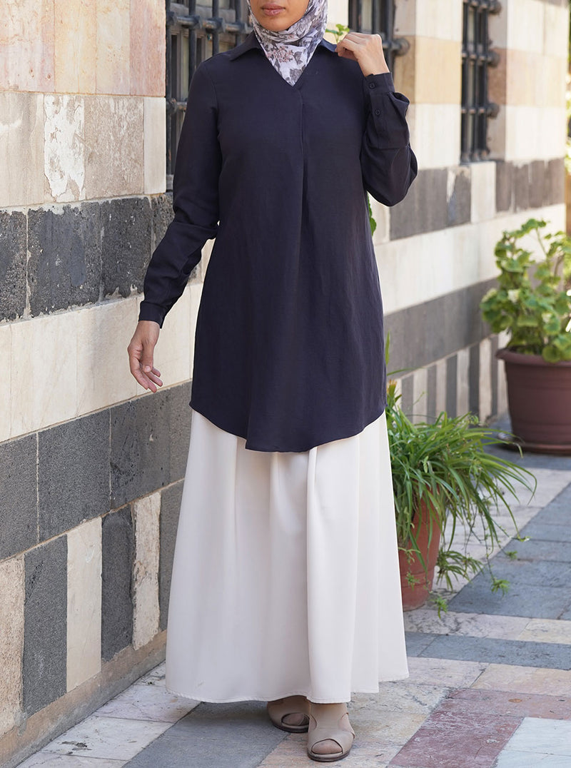 Linen Front Pleat Blouse