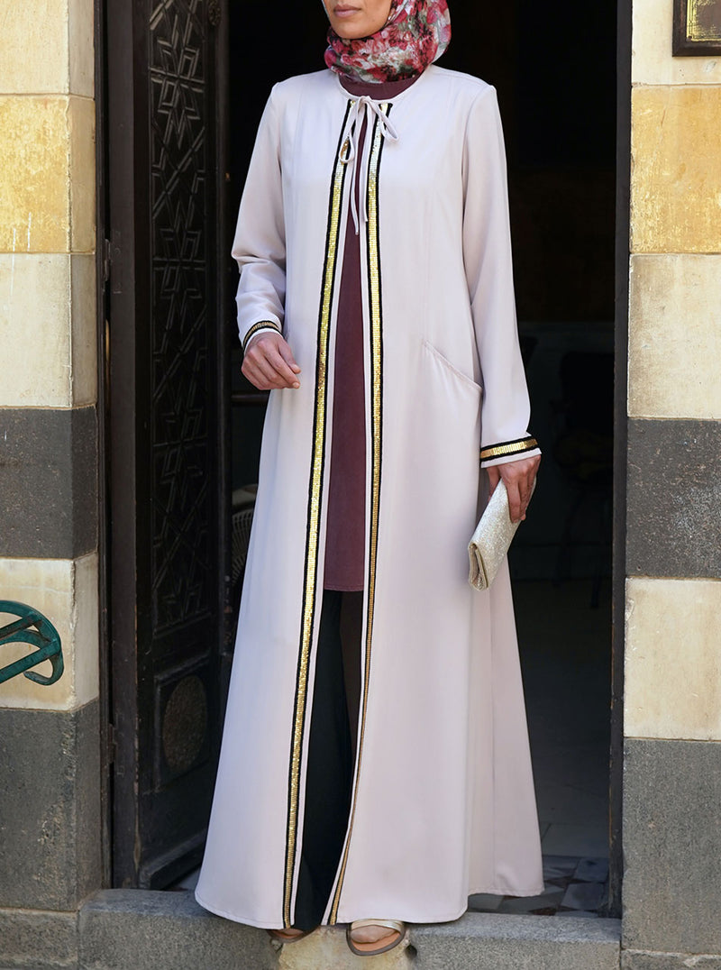 Gold Trim Open Abaya