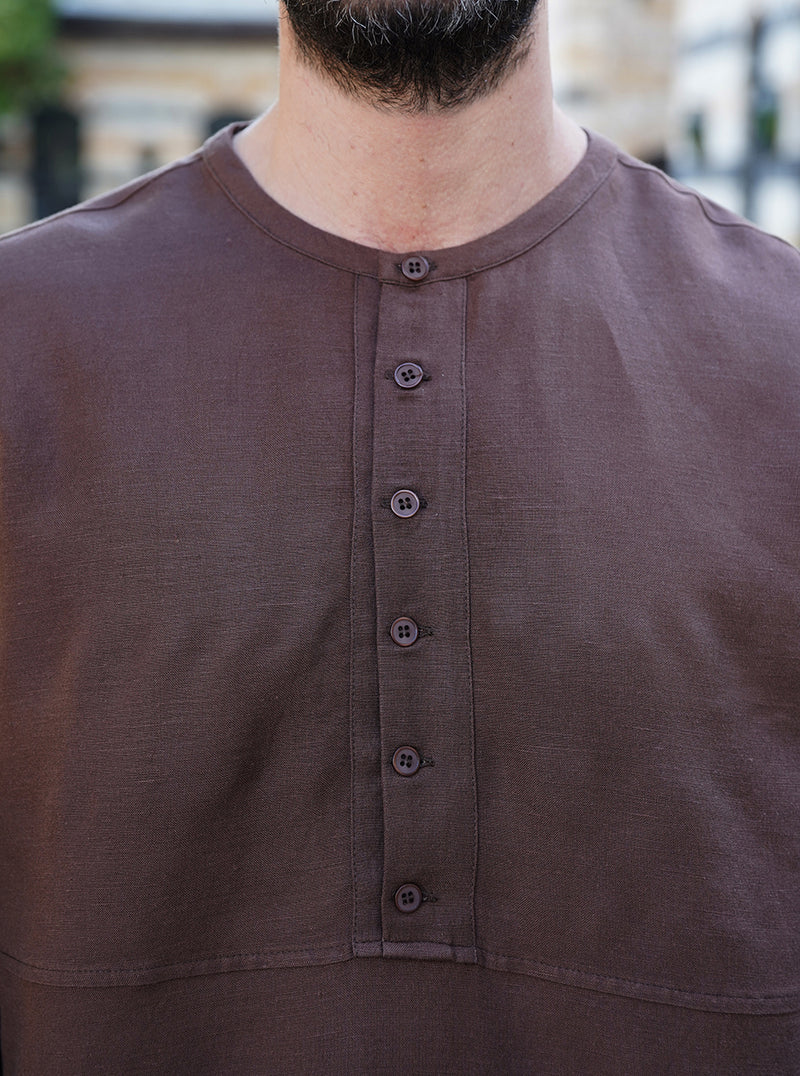Curved Hem Linen Top