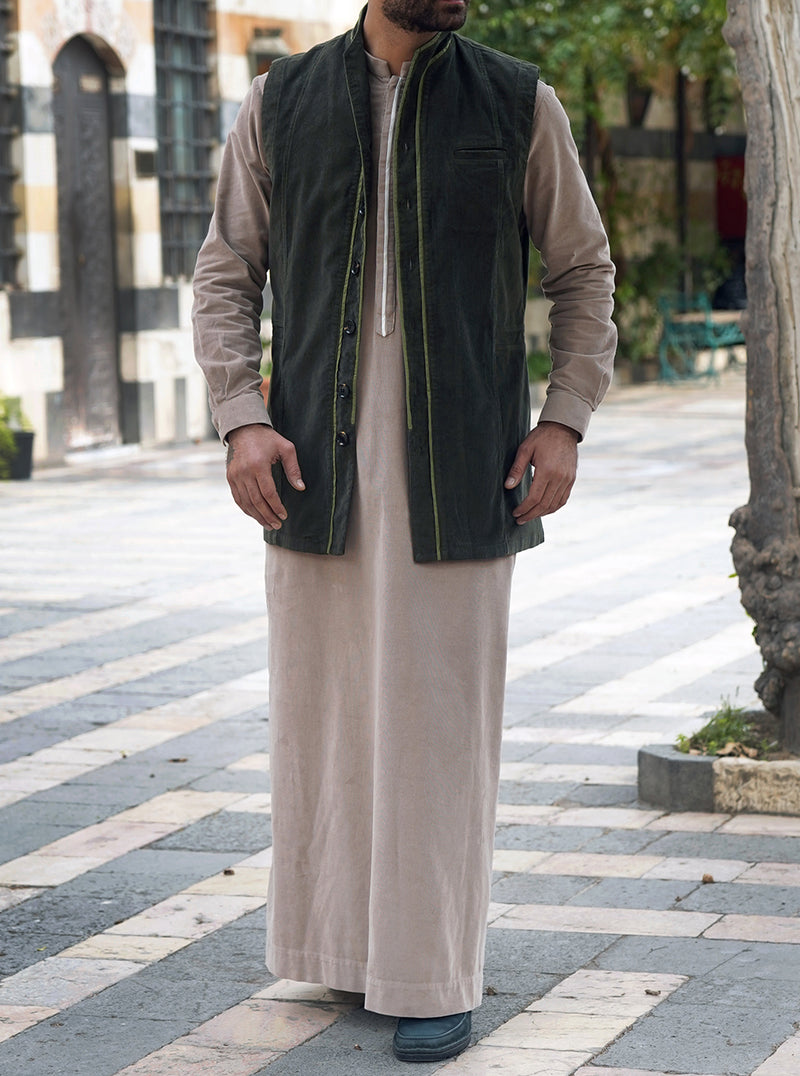 Contrast Trim Corduroy Waistcoat