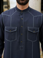 Contrast Stitched Shirt Thobe