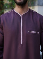 basra rayon blend thobe with contrast trim