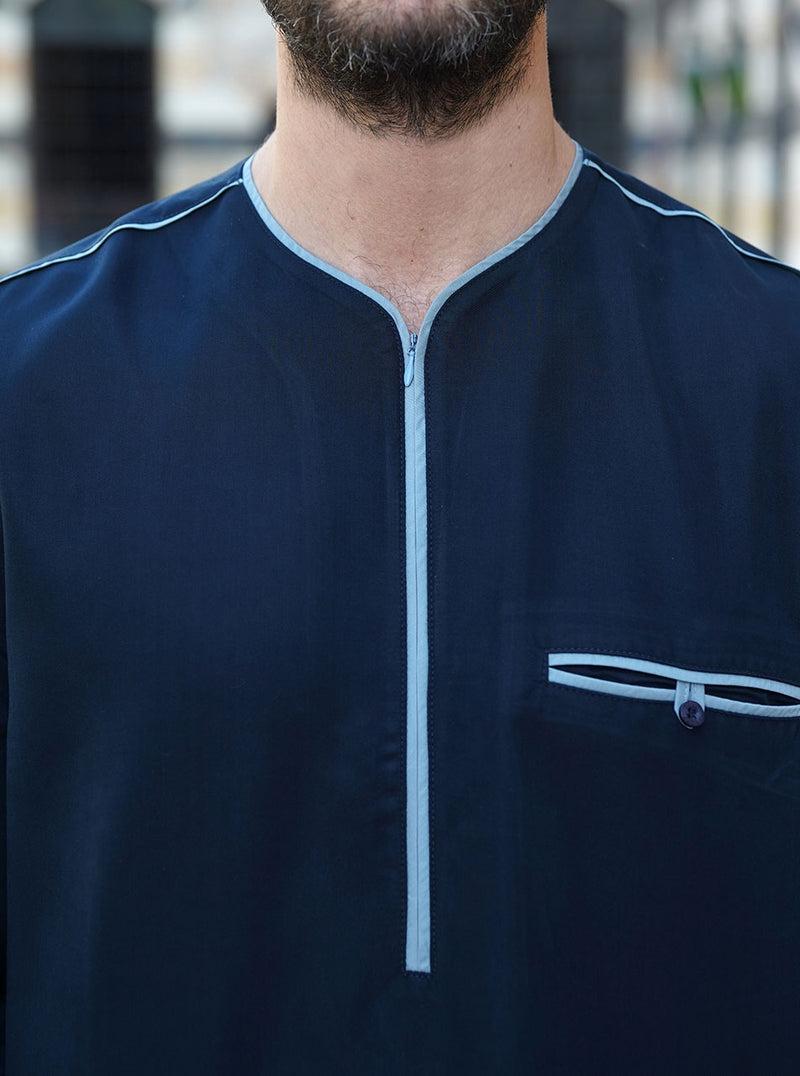 basra rayon blend thobe with contrast trim