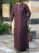 Basra Contrast Trim Thobe in Soft Rayon Blend