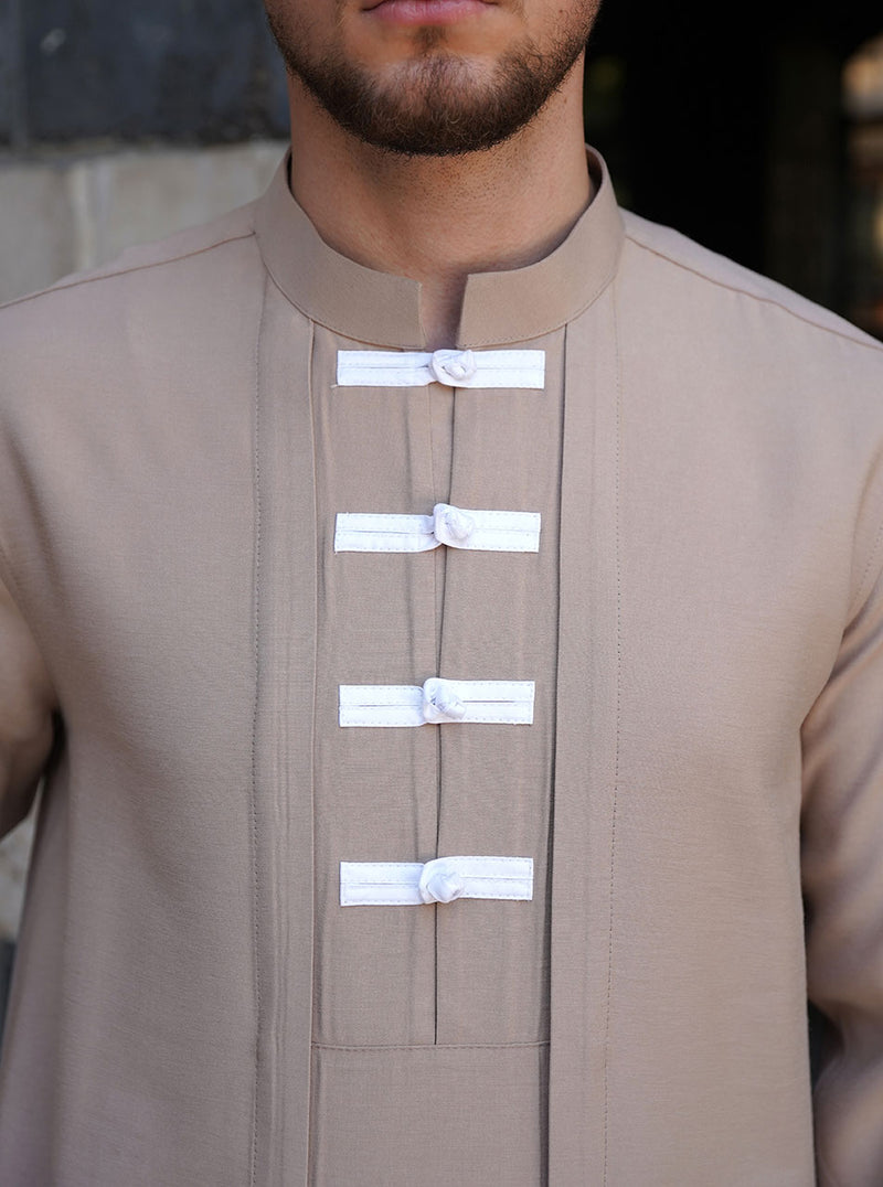 fashionable thobe with modern contrast cuffs