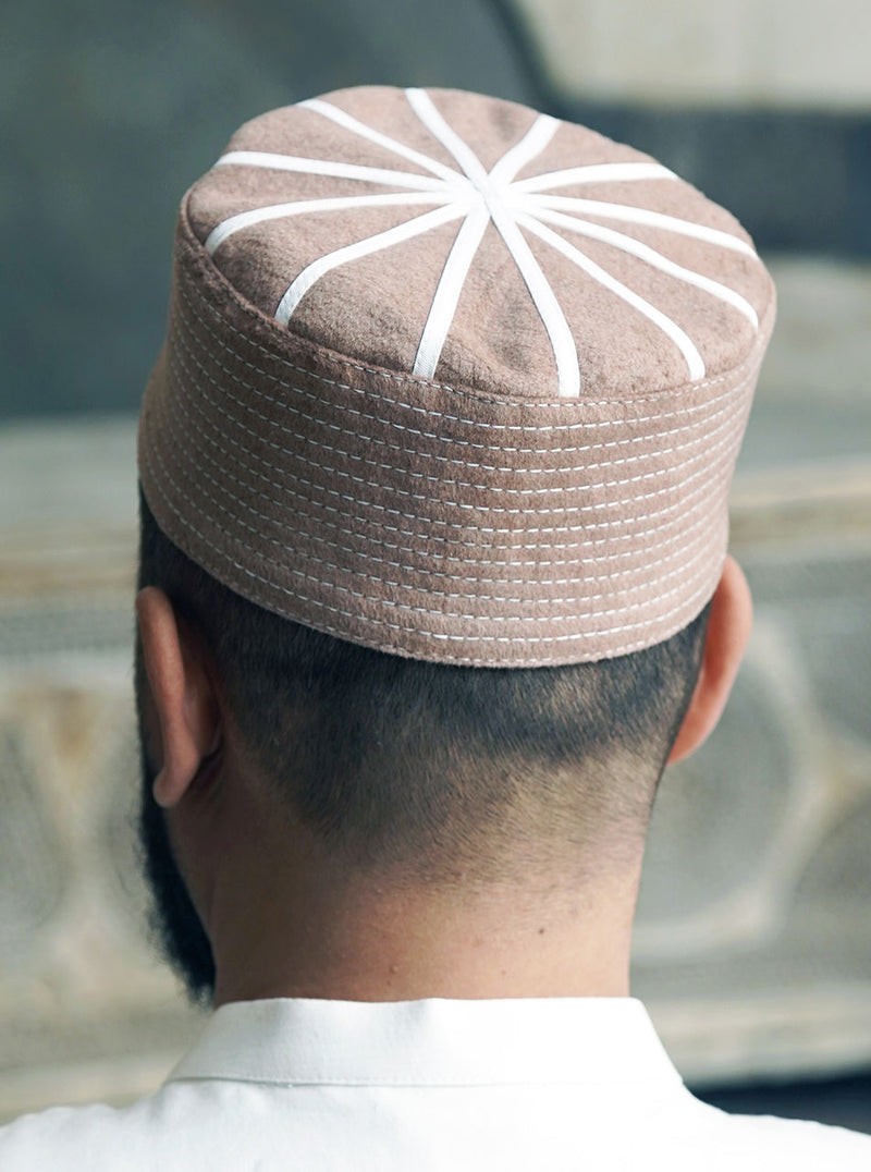 Contrast Trim Wool Kufi with Topstitching