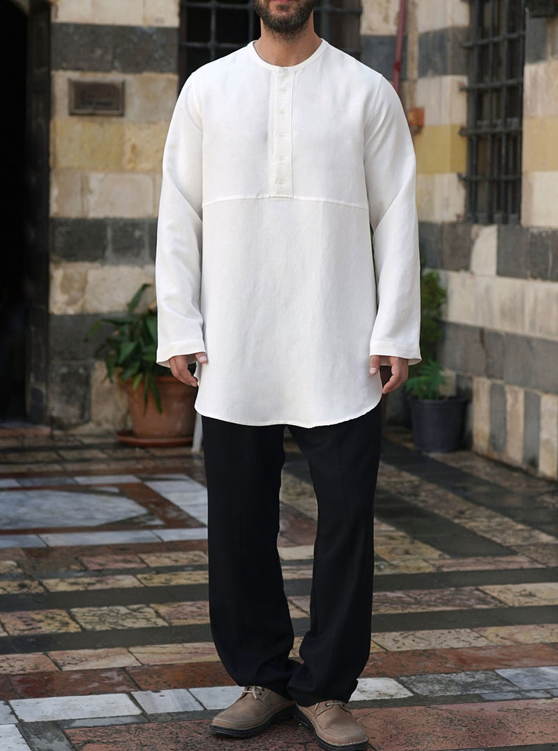 Curved Hem Linen Top