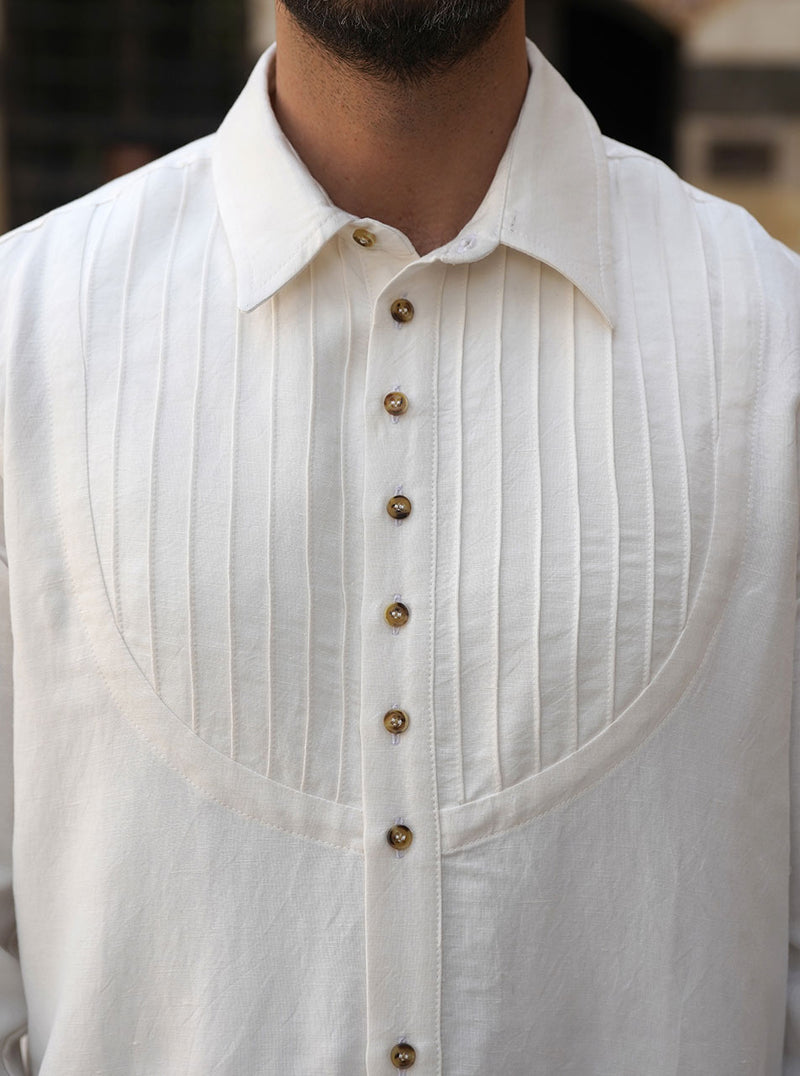 Curved Pintucked Section Top