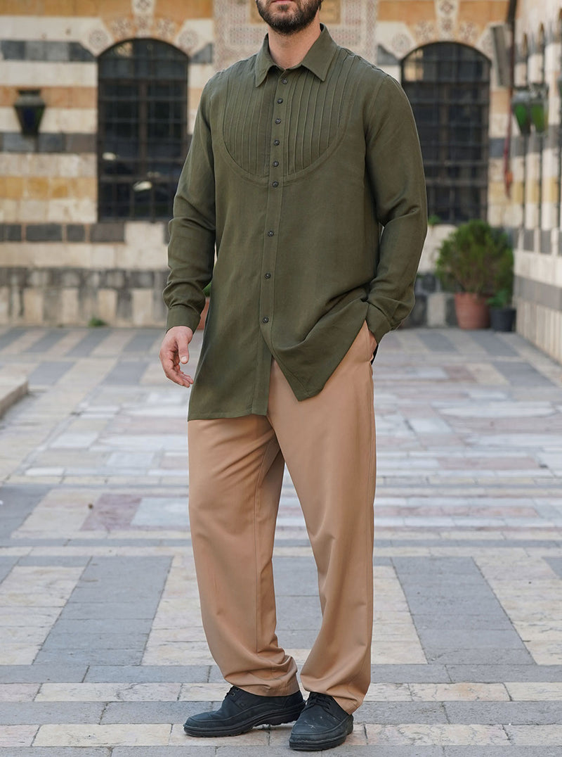 Curved Pintucked Section Top