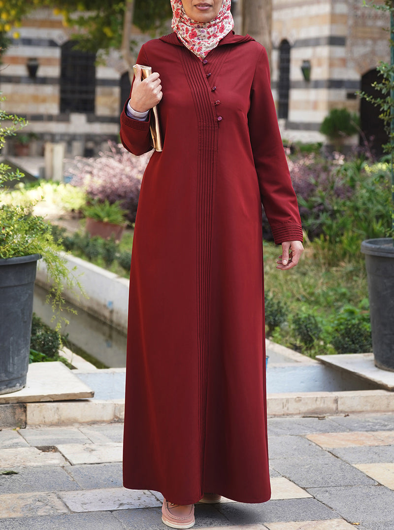 Pintucked Trim Maxi Hoodie
