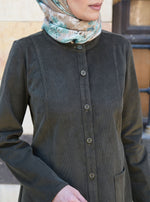 Pocketed Buttoned Corduroy Tunic