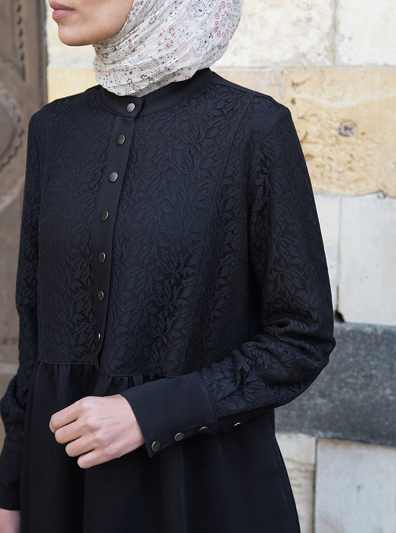 Lace Tunic with Ruffled Waist