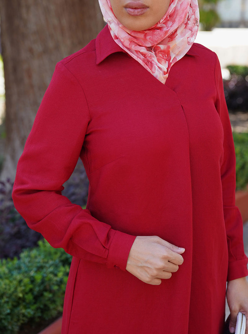 Linen Front Pleat Blouse