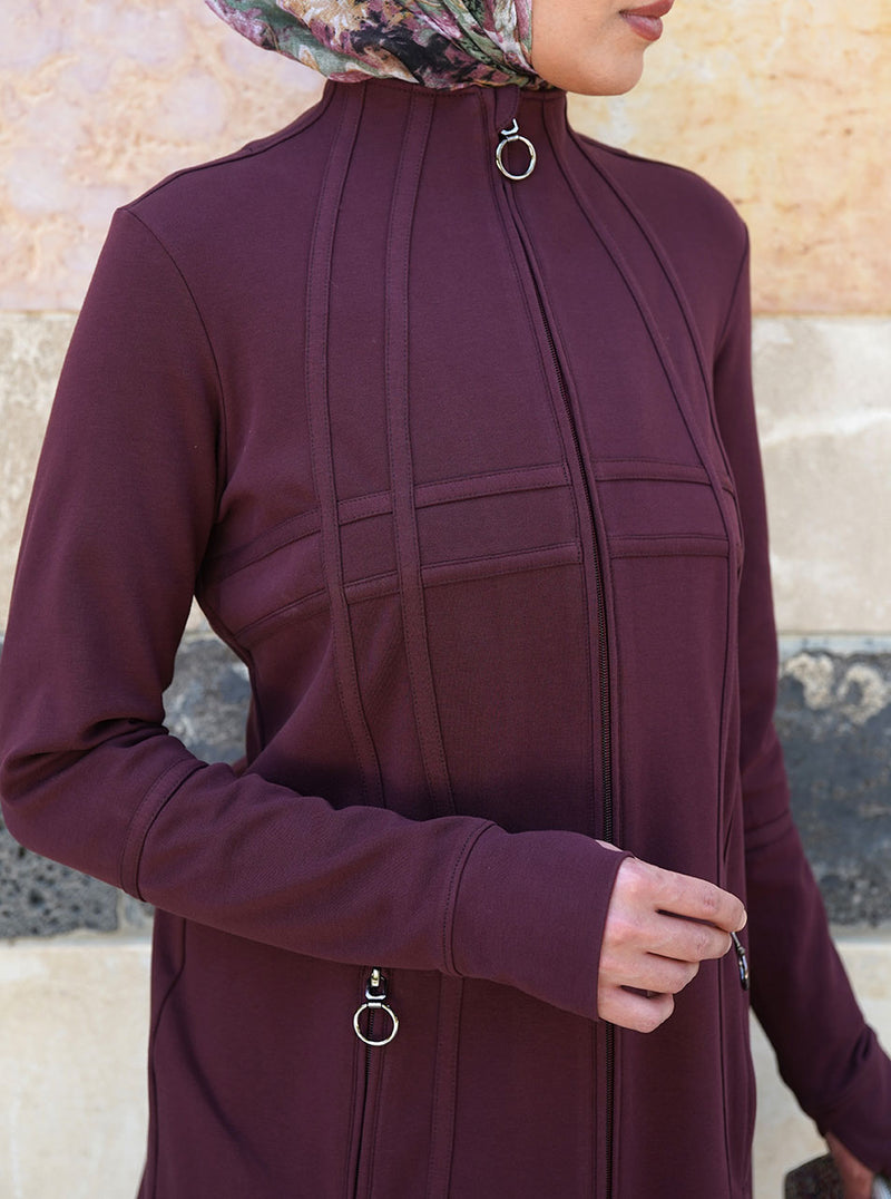 Topstitched Trim Zipped Tunic