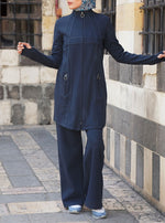 Topstitched Trim Zipped Tunic