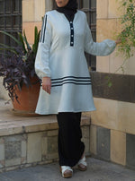 Linen Contrast Trim Tunic