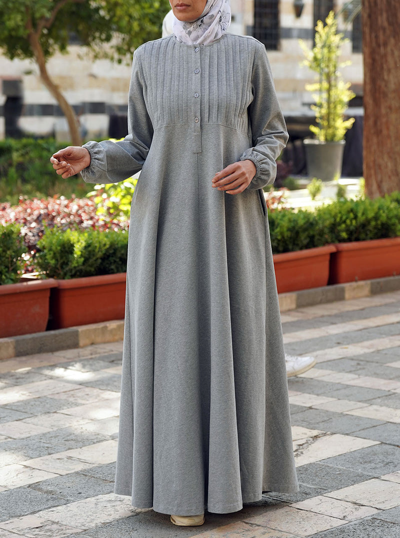 Brushed Cotton Abaya with Tucks