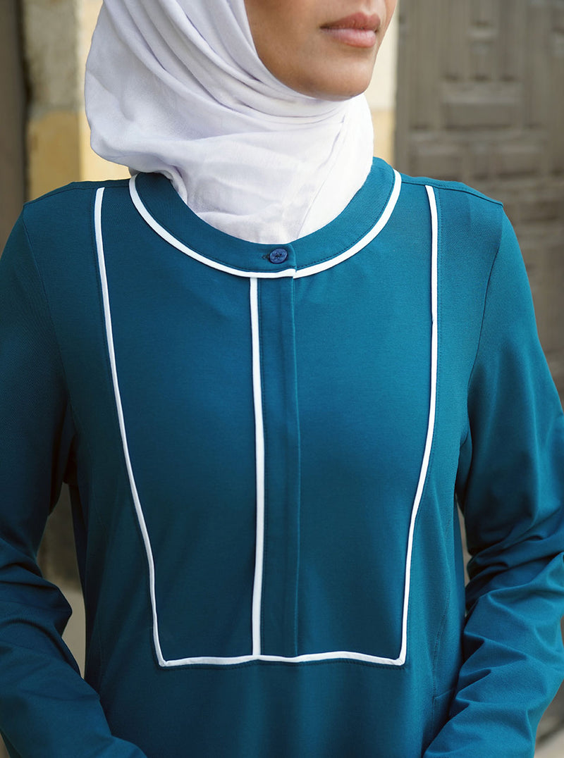 Bias Trim Bib Maxi Dress