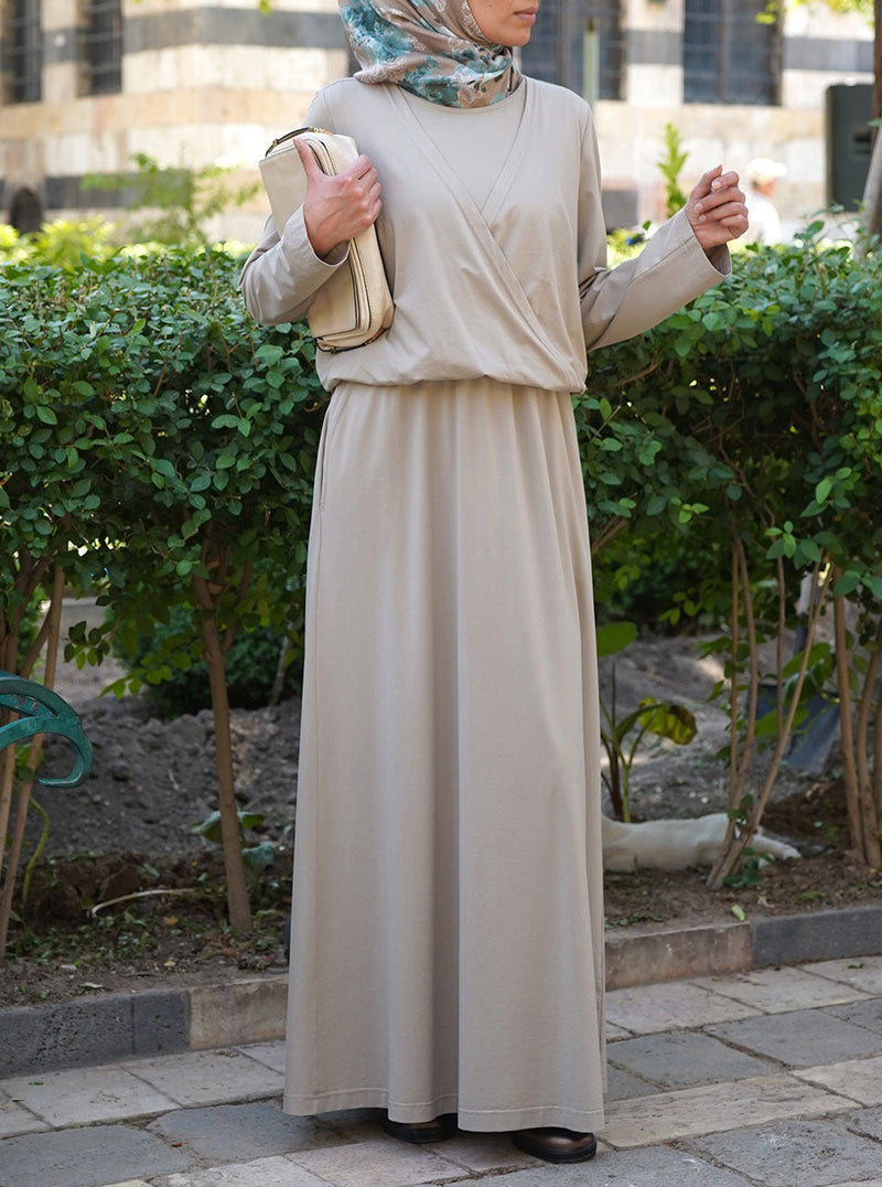 Crossover Abaya with Elasticized Waist
