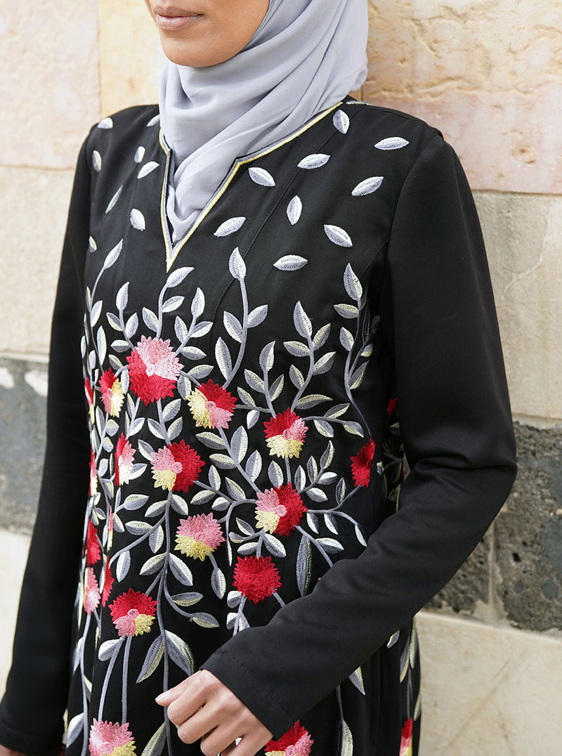 Bodice Embroidered Abaya Gown