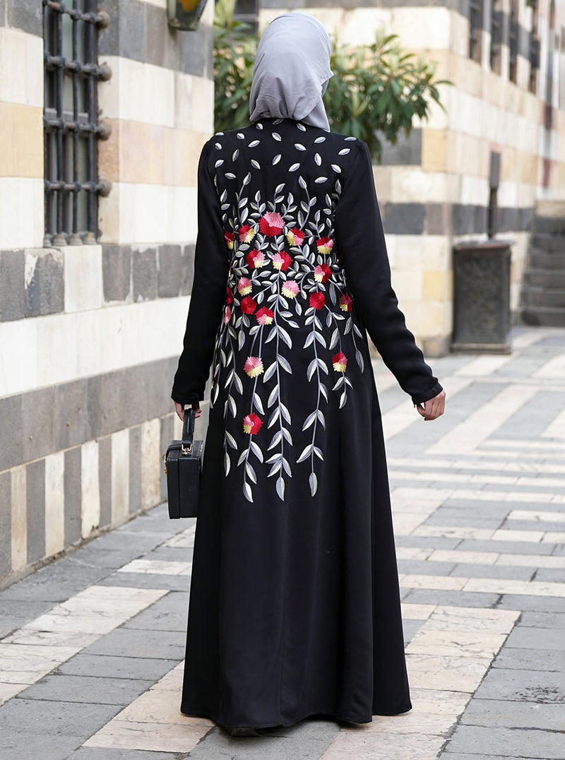 Bodice Embroidered Abaya Gown