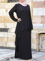 Printed Asymmetric Peplum Maxi Dress