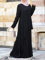 Printed Asymmetric Peplum Maxi Dress