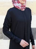 Ruched Sleeves Jersey Abaya