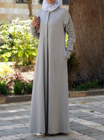 Ruched Sleeves Jersey Abaya