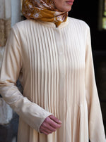 Pleated Rayon Twill Shirtdress