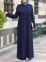 Pleated Rayon Twill Shirtdress