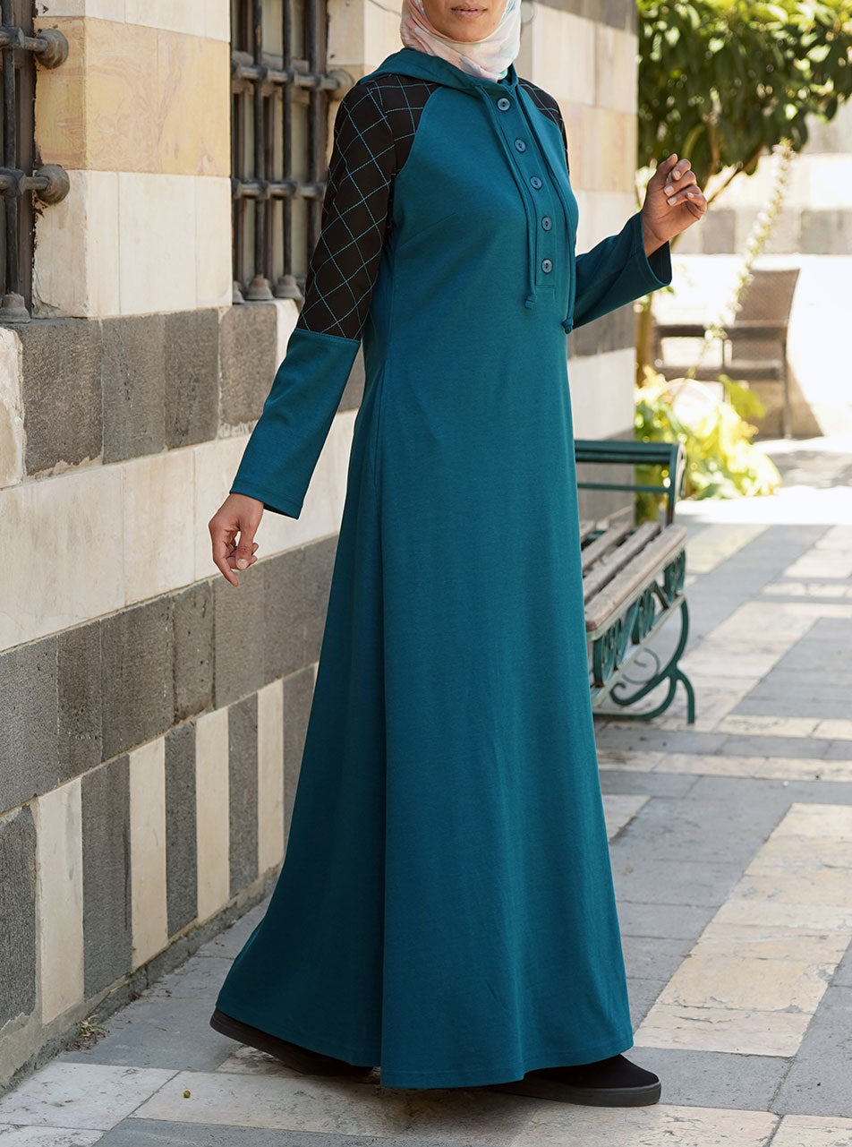 Dual Fabric Maxi Hoodie Shukr Clothing