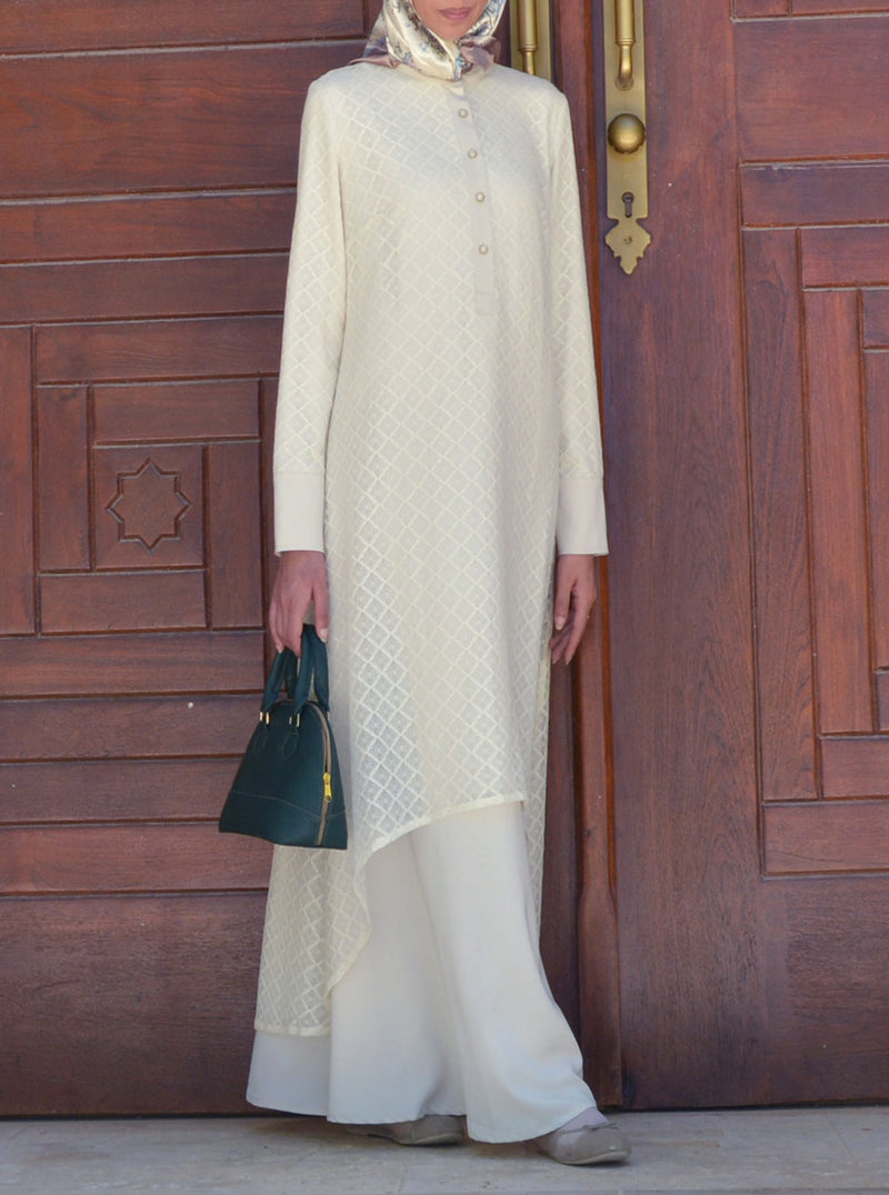 Hi-Lo Lace Layered Abaya Gown