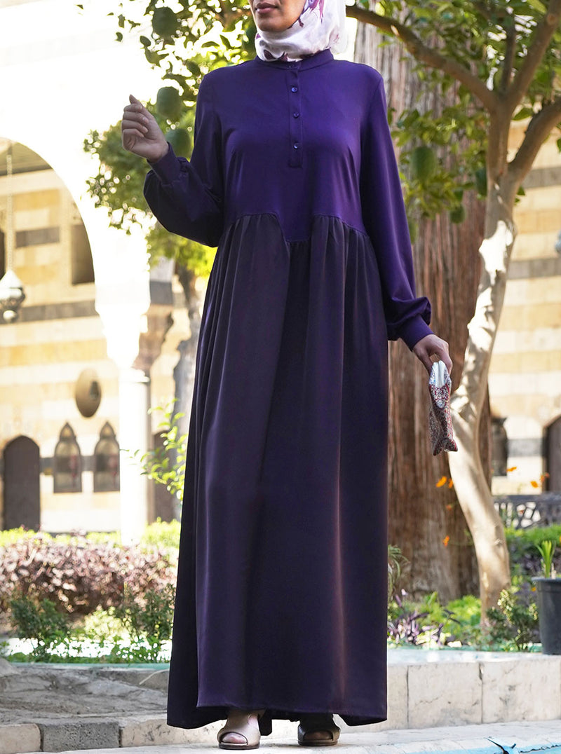 Dual Fabric Gathered Abaya