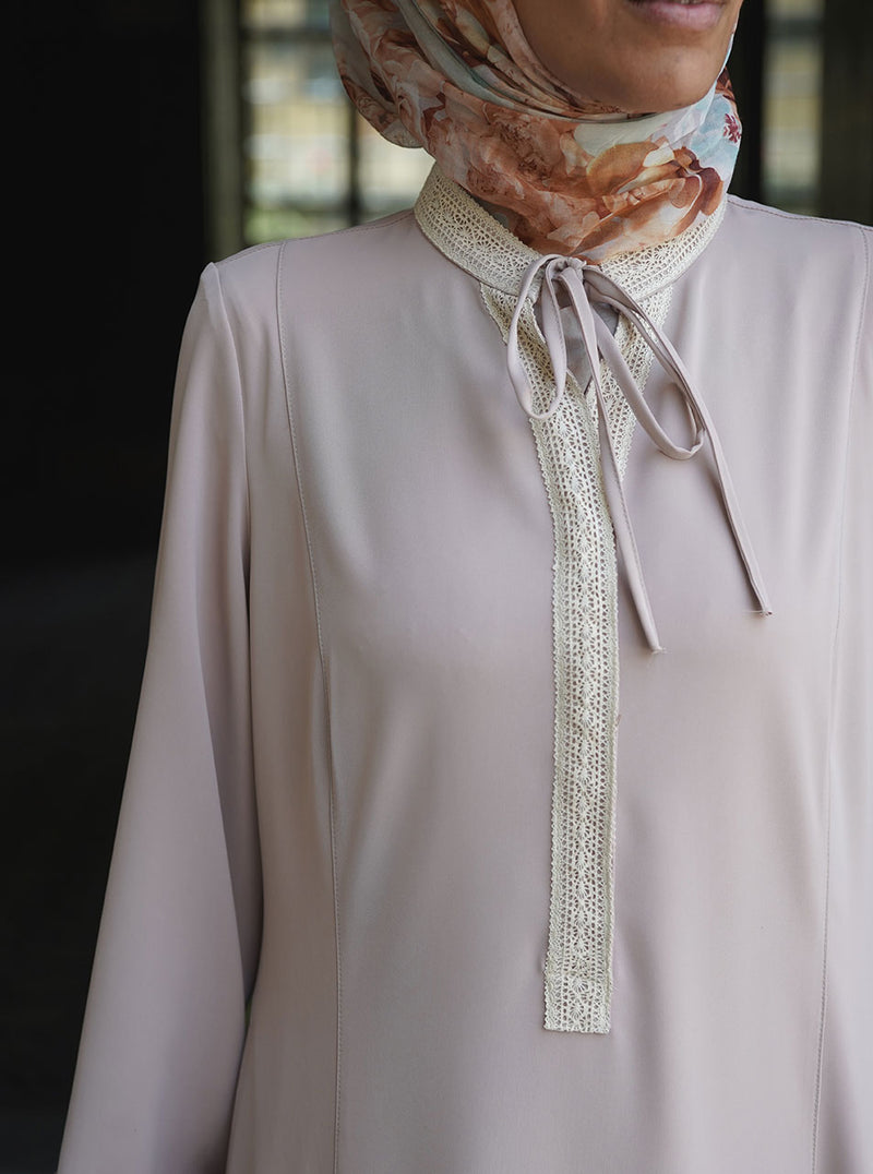 White Lace Abaya Gown