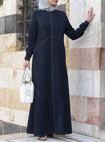 Contrast Stitched Paneled Abaya