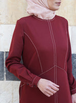 Contrast Stitched Paneled Abaya
