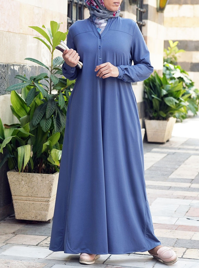 Pleated Back Jersey Abaya