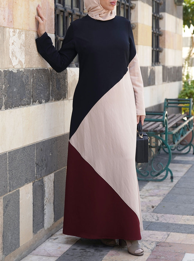 Angled Tri-Color Abaya
