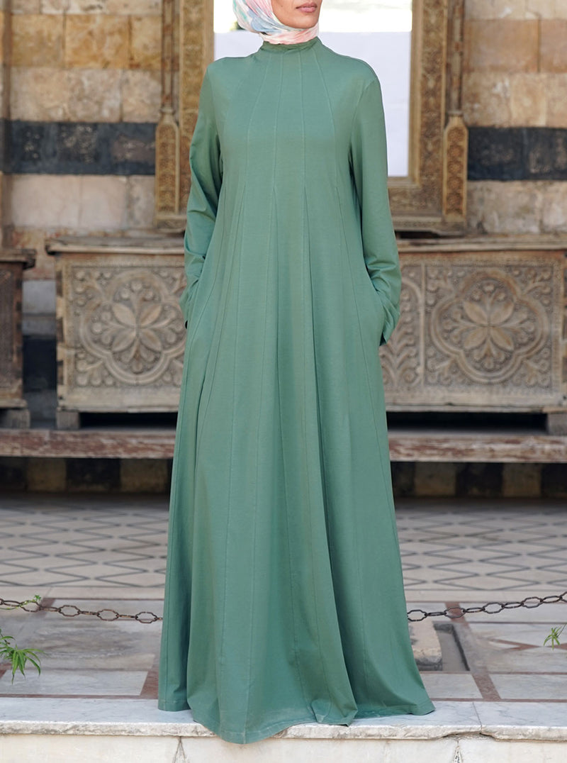 Flared Paneled Abaya with Godets