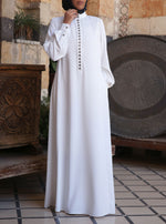 Pearl Buttoned Abaya Gown