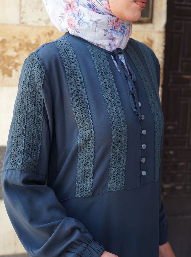 Lace Trim Bodice Abaya