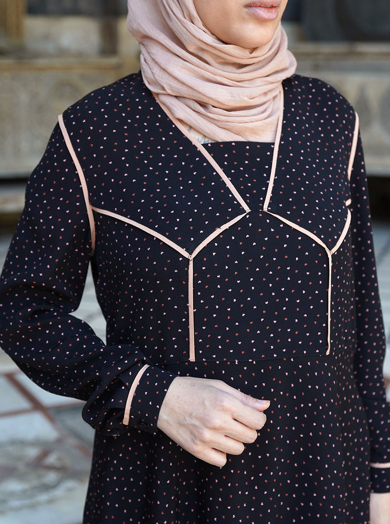 Bias Trim Printed Abaya