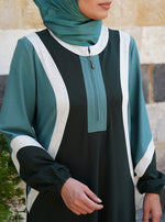 Tri-Color Maxi Dress with Flared Sleeves