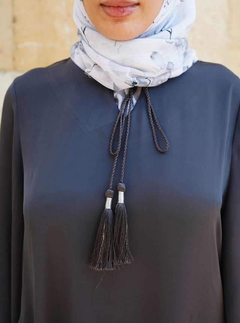 Satin Touch Abaya with Tassles