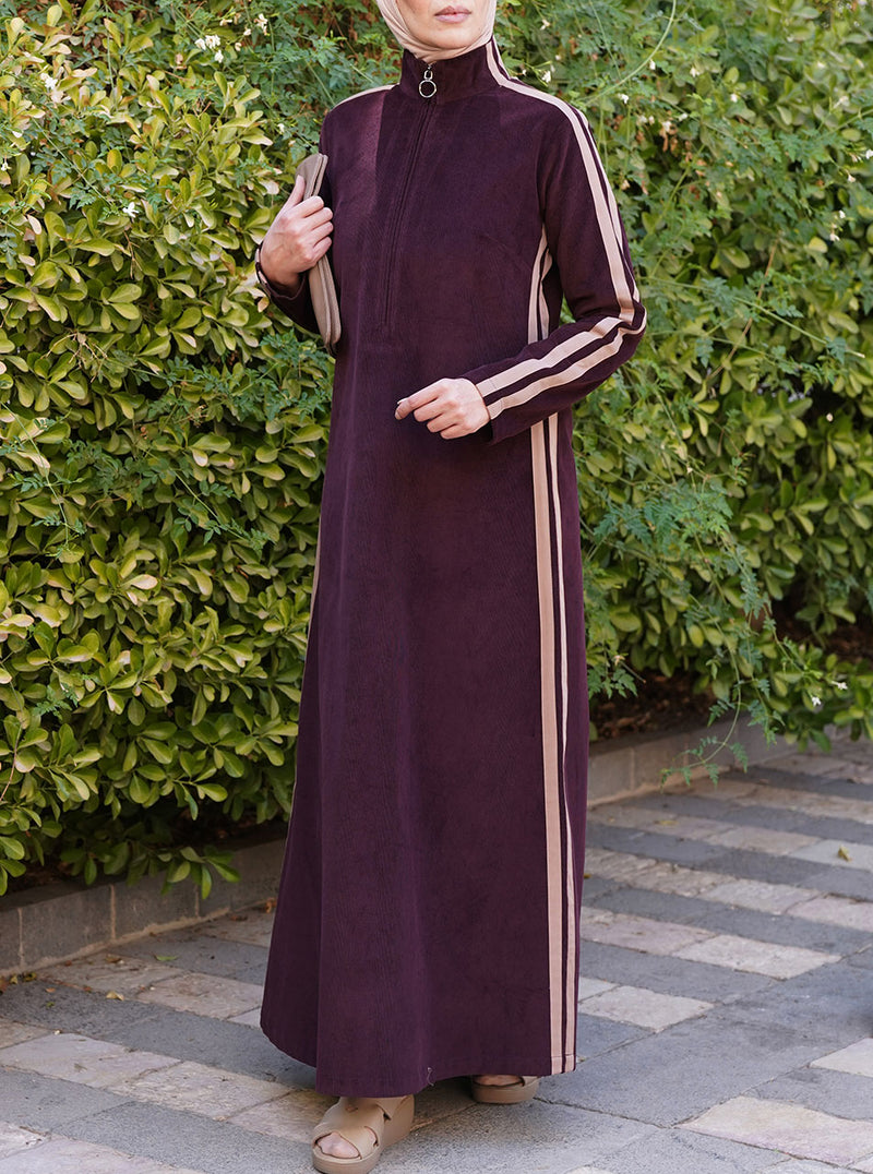 Dual Striped Corduroy Maxi Dress