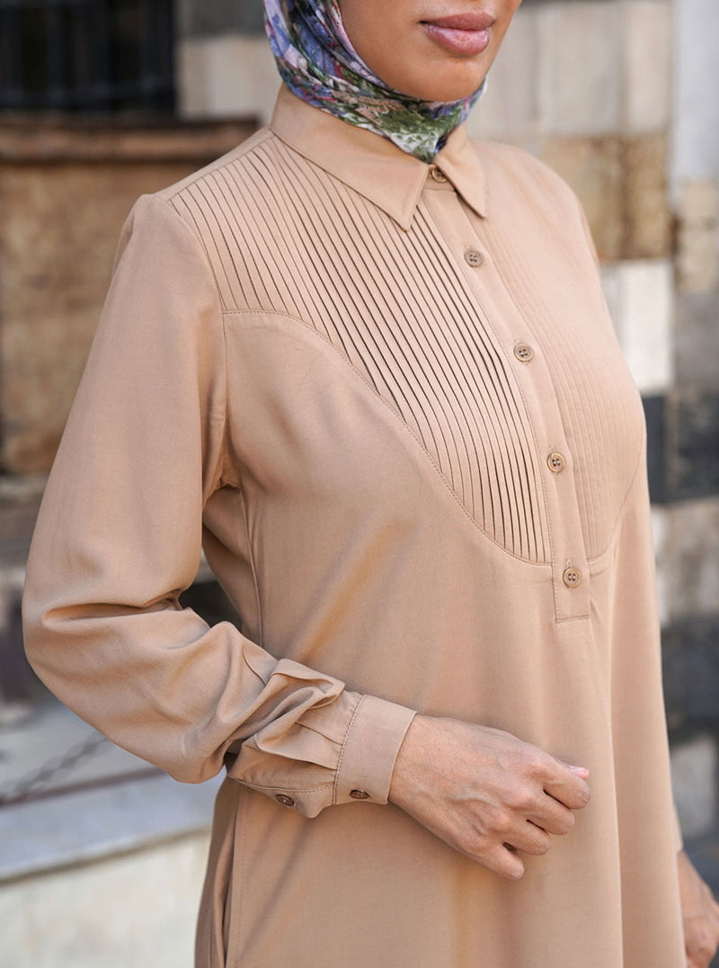 Pleated Curved Bodice Abaya