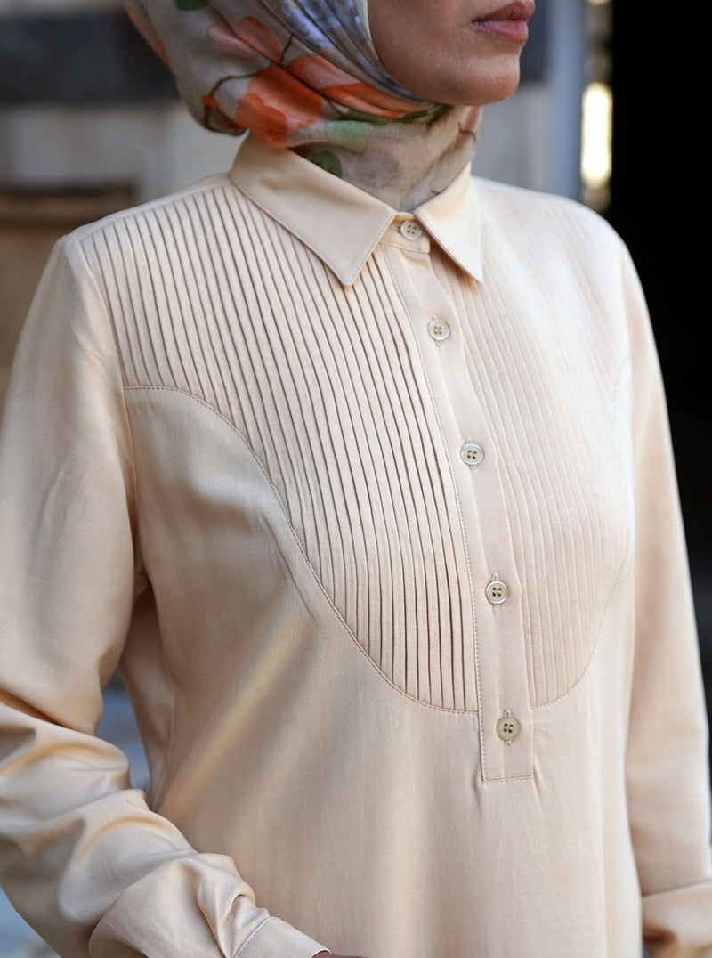 Pleated Curved Bodice Abaya