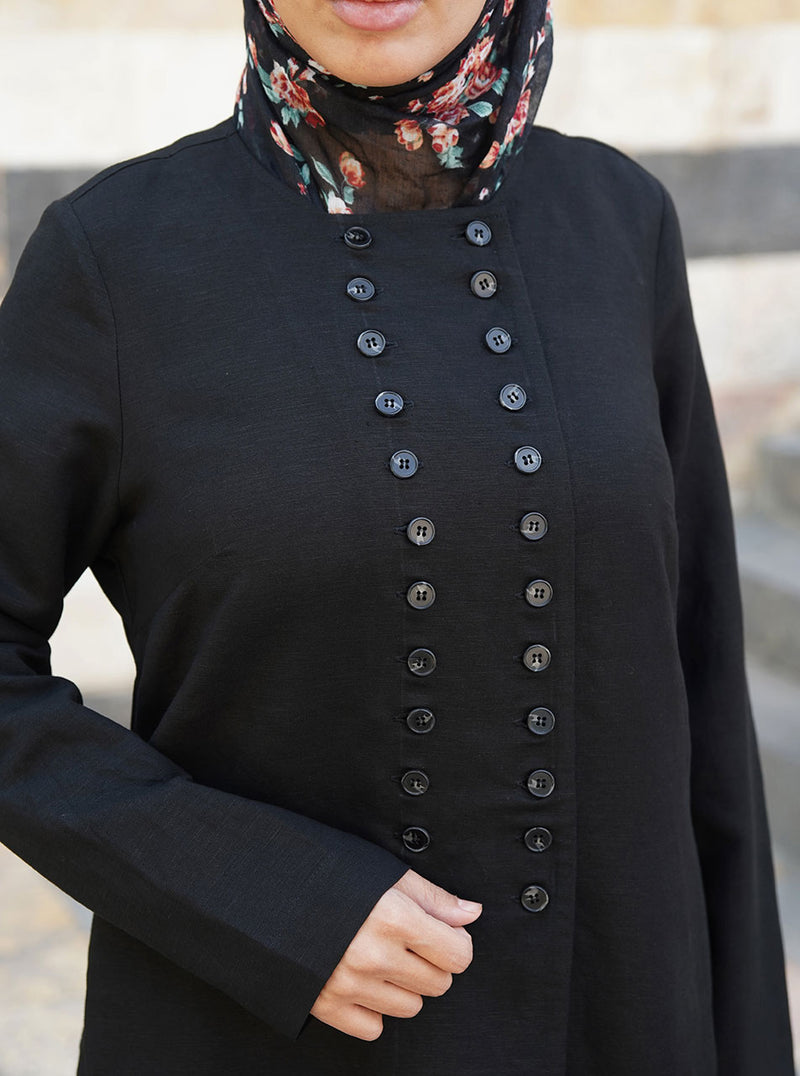 Double Buttoned Open Maxi Dress