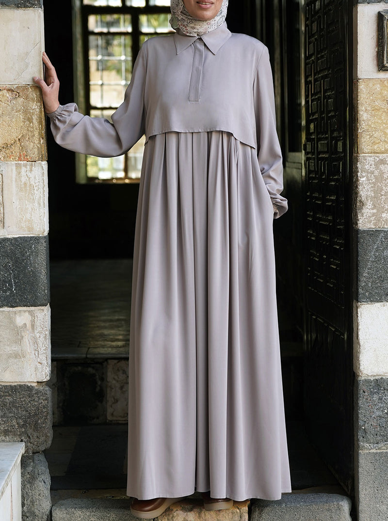 Pleated Abaya with Overlay
